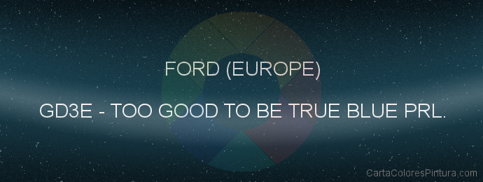 Pintura Ford (europe) GD3E Too Good To Be True Blue Prl.