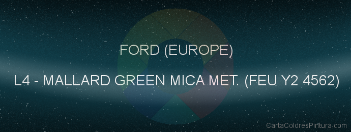 Pintura Ford (europe) L4 Mallard Green Mica Met. (feu Y2 4562)