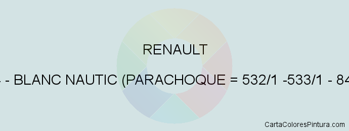 Pintura Renault 534 Blanc Nautic (parachoque = 532/1 -533/1 - 8423)
