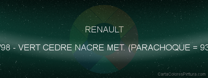 Pintura Renault 935/98 Vert Cedre Nacre Met. (parachoque = 935/1)
